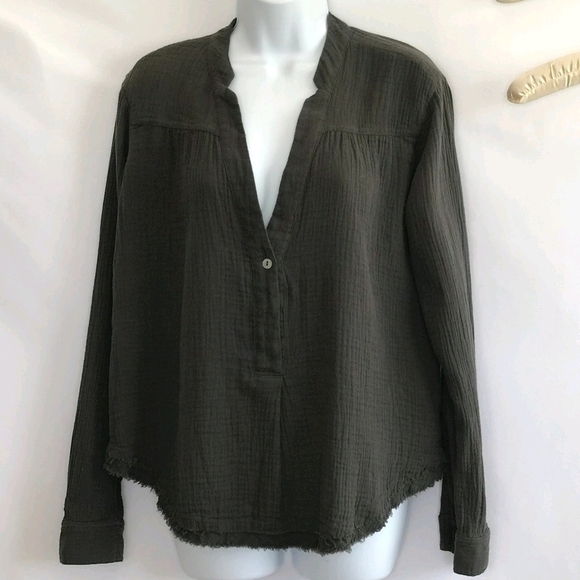 Free People Charcoal Gray Blouse Top - Picture 1 of 8